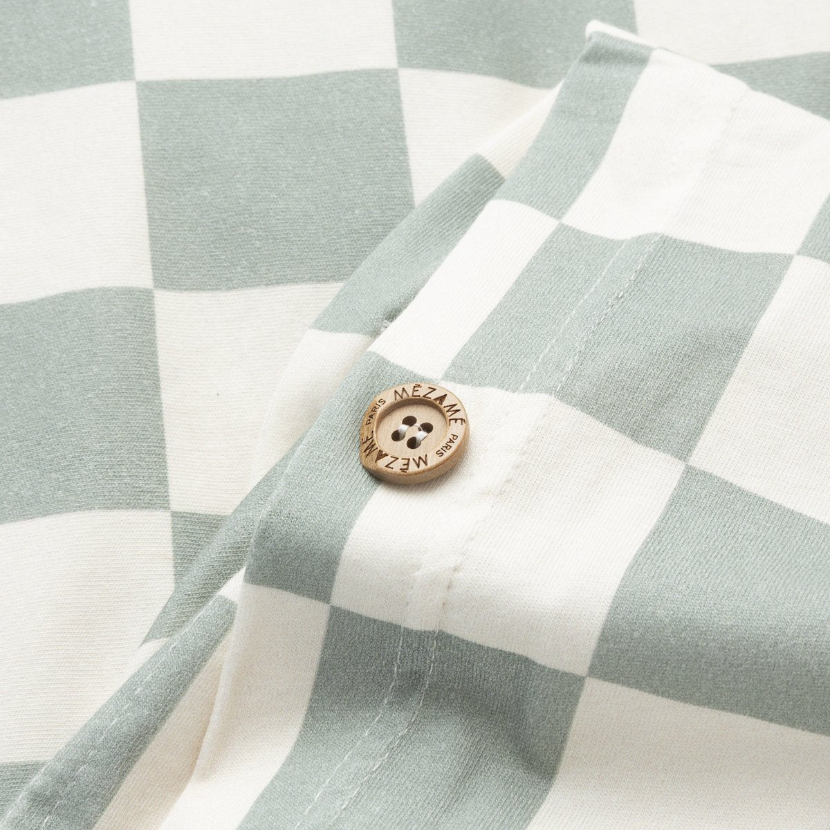 Bettwäsche-Set für Kinder und Babys aus superweichem Jersey mit grünem Karomuster, Reißverschluss und Knöpfen