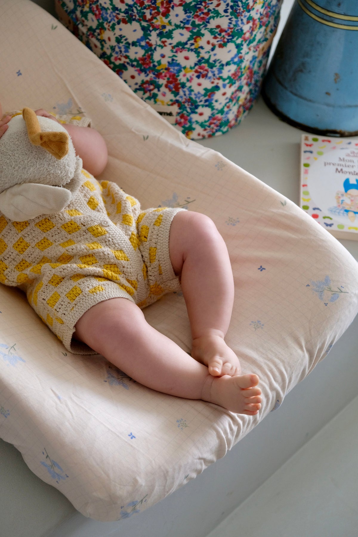 Housse matelas à langer Bleuets