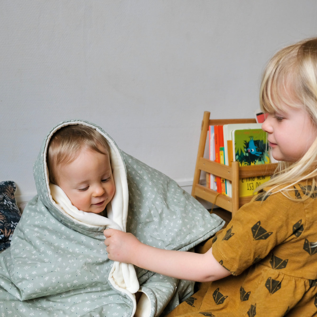 cosy children's blanket pastel sage green