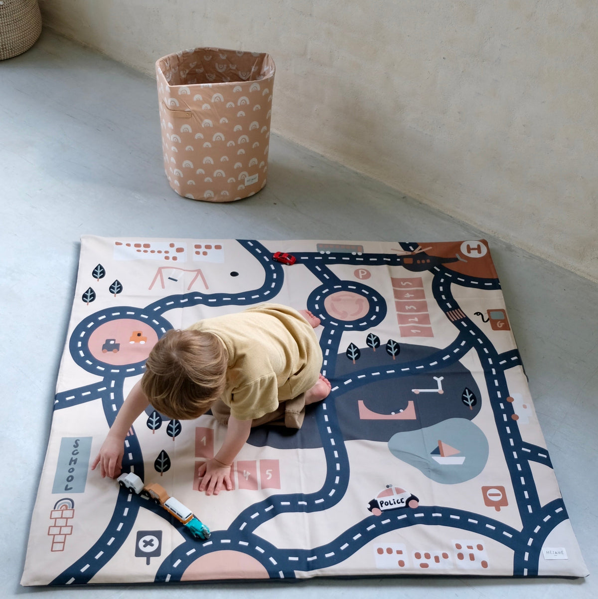 Überzug mit Straßen-Motiv zum Überziehen für Spielmatte Krabbelmatte Aktivitätsmatte Kinder Autos