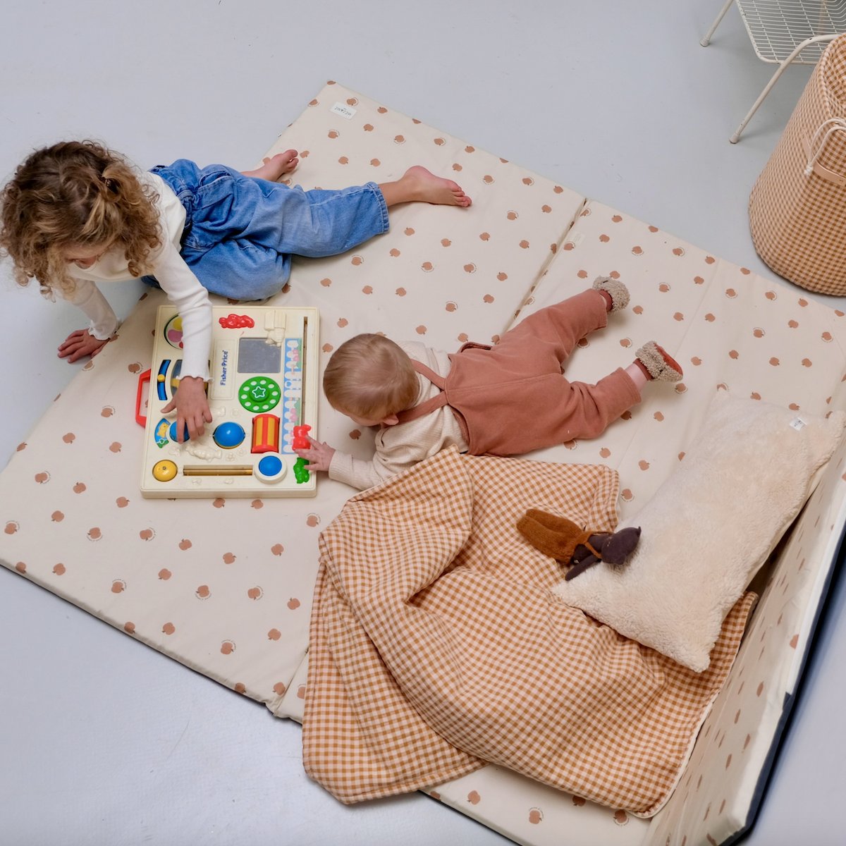 dekentje baby kind vichy ruitjes kleur caramel 