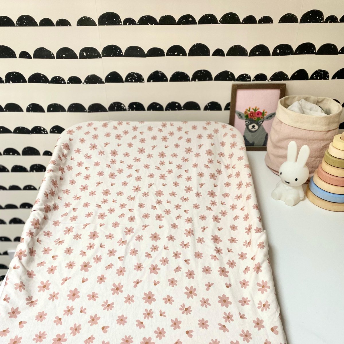  jersey changing mat cover for baby and toddler floral pink