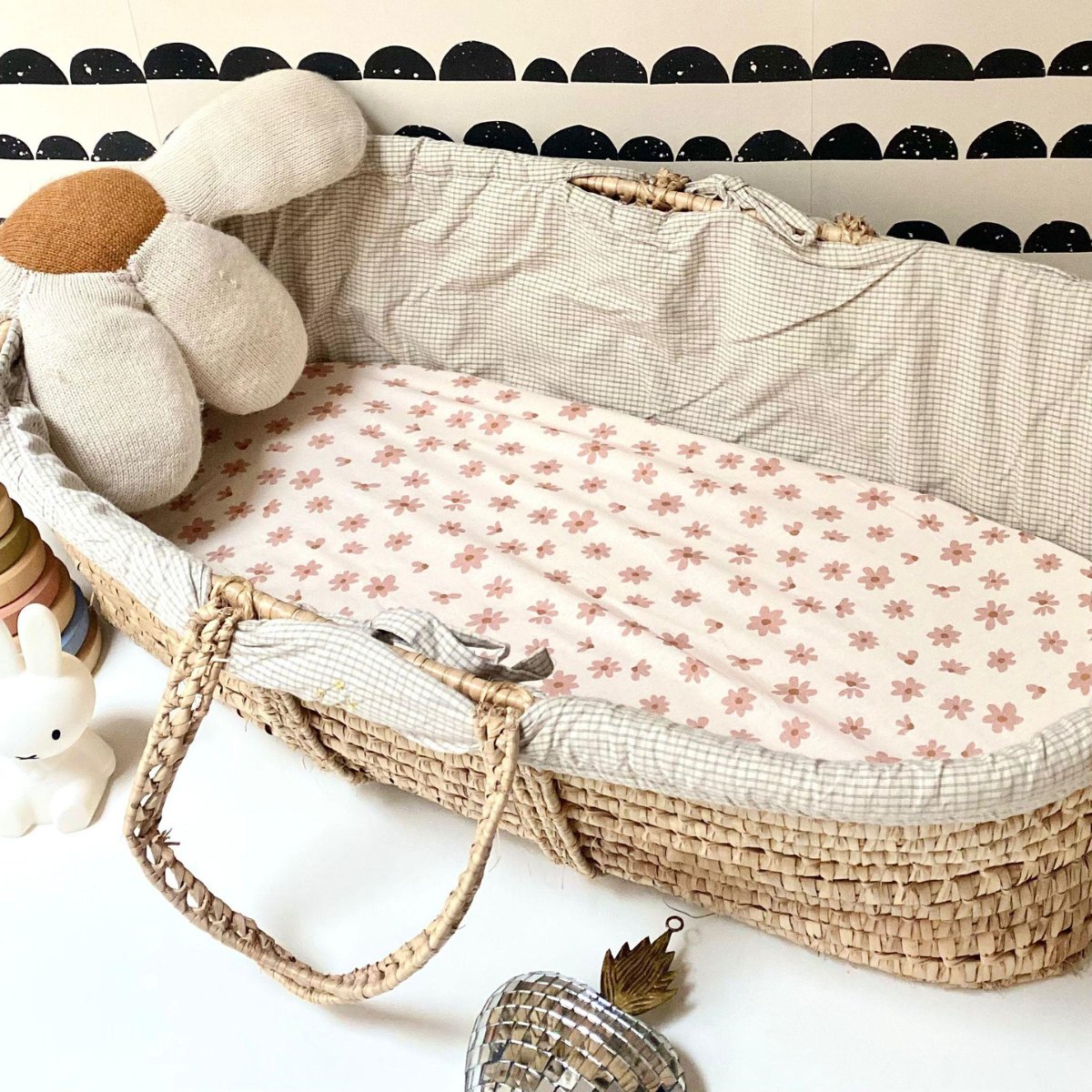 fitted sheets for changing mat and moses basket jersey baby children floral pink