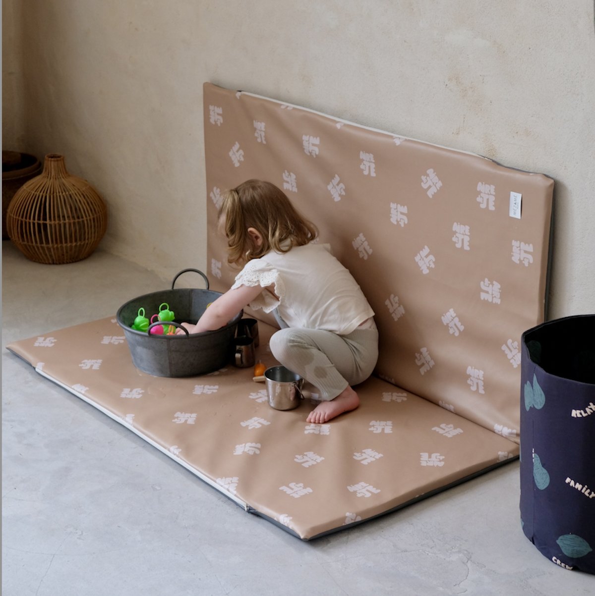 funda impermeable alfombra de juego motricidad y actividades bebé niño impermeable estampado zona de juegos beige 
