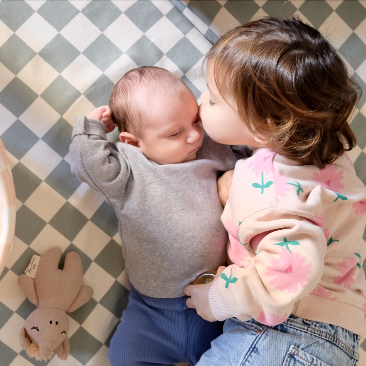 Bezug Krabbelmatte und Spielmatte Baby Kind Schachbrettmuster Grün