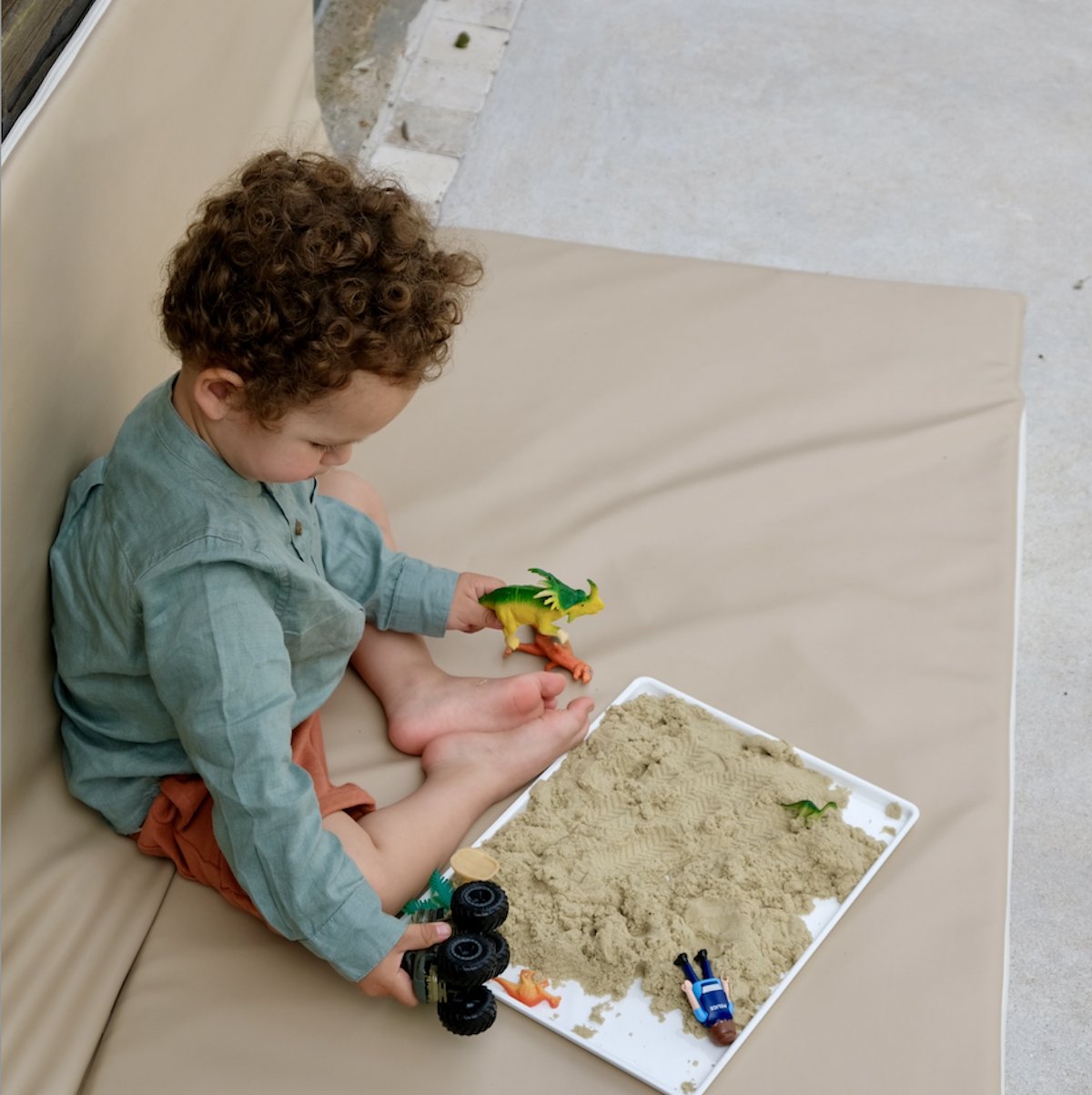 Bezug für Krabbelmatte Motorik DIY Baby Kind 
wasserfest uni beige sesame