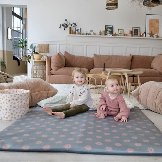 waterproof flap cover protects mat surface for activity and motor skills play mat for babies and children
waterproof sun print