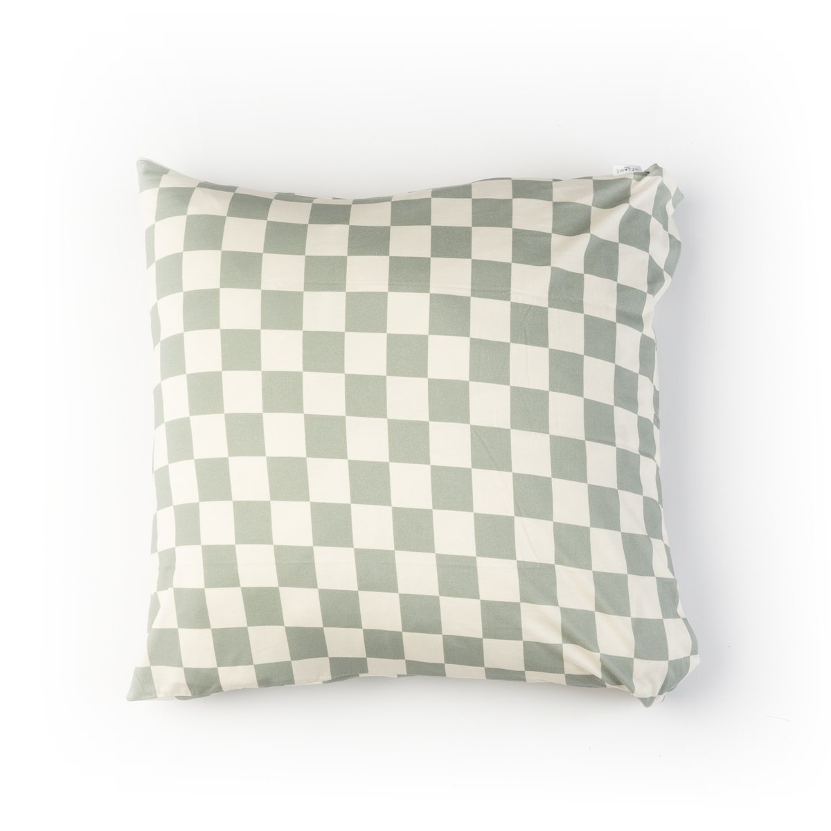 parure linge de lit adulte jersey tout doux imprimé damier vert oreiller carré