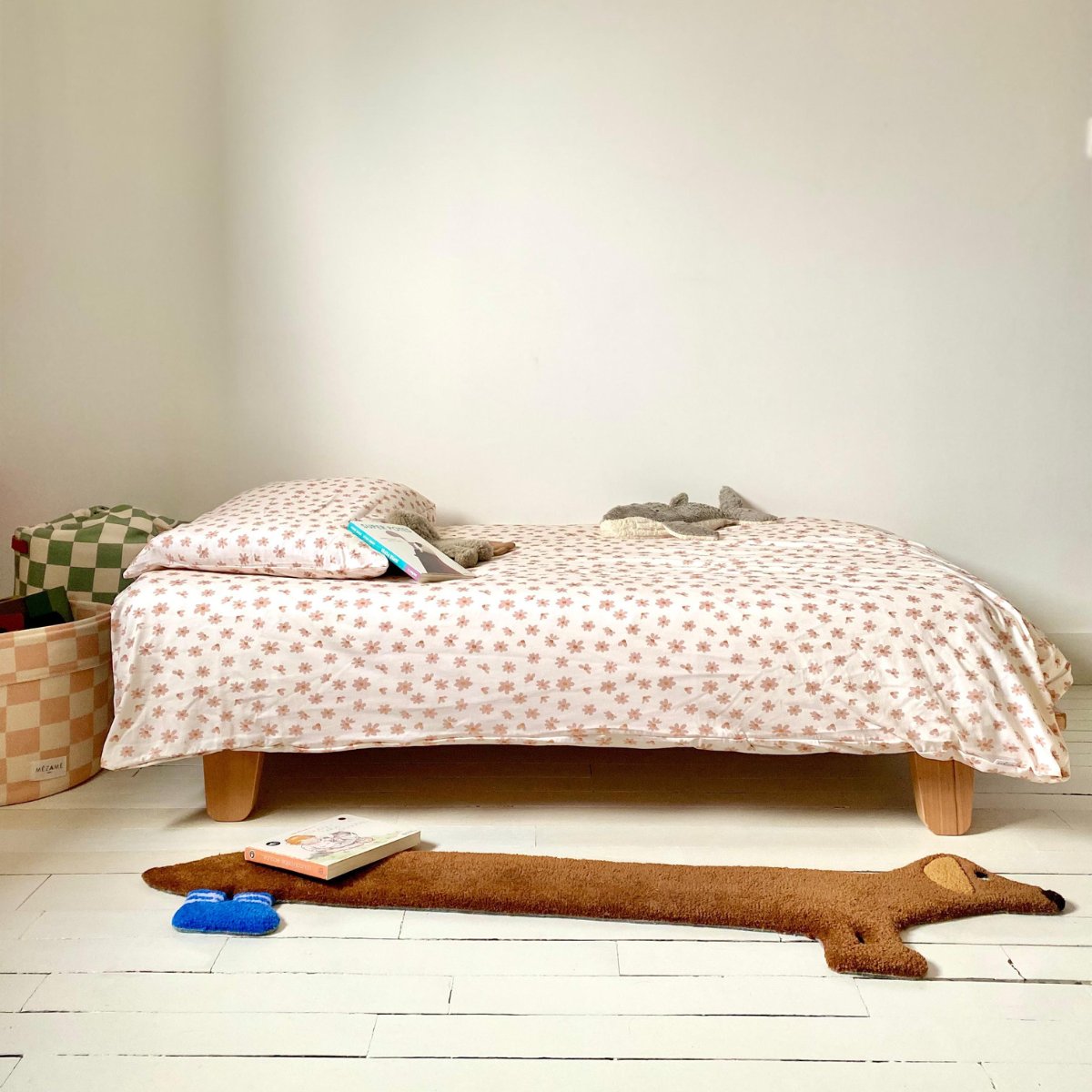 Bettwäsche-Set mit Jersey-Bettlaken für Babys und Kinder, rosa geblümt