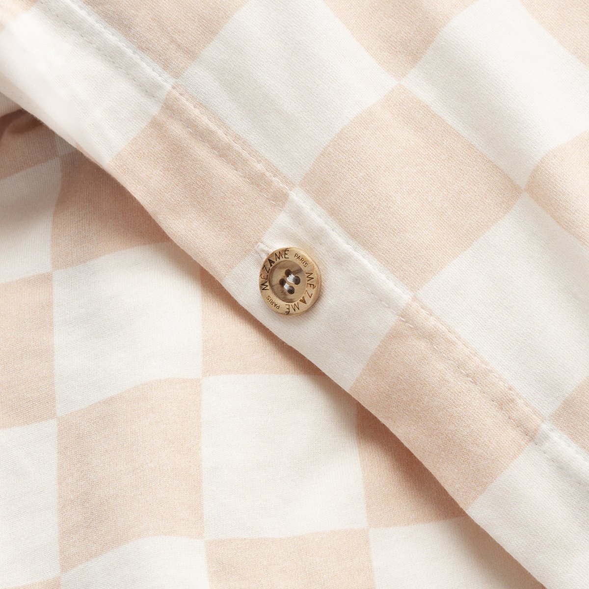 Baby- und Kinderbettwäsche-Set kuschelweicher Jersey rosa Schachbrettmuster Reißverschluss und Knöpfe