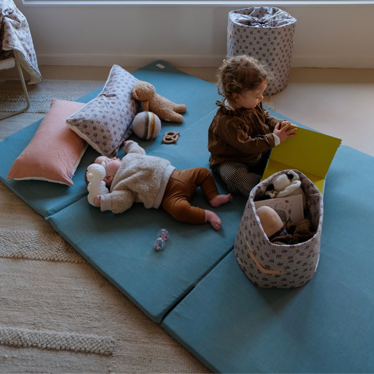 extension for XXL large format baby and child play mat, plain Baltic green 