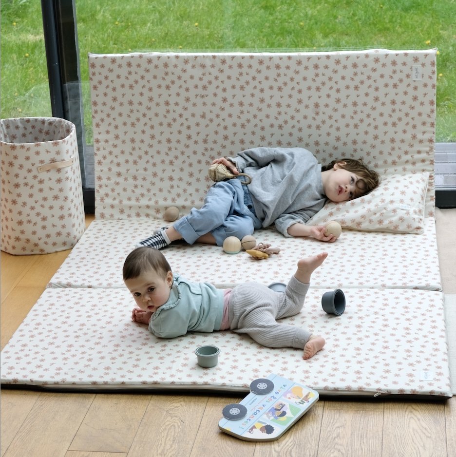 large-format floral extension for baby and toddler play activity and tummy time mat 