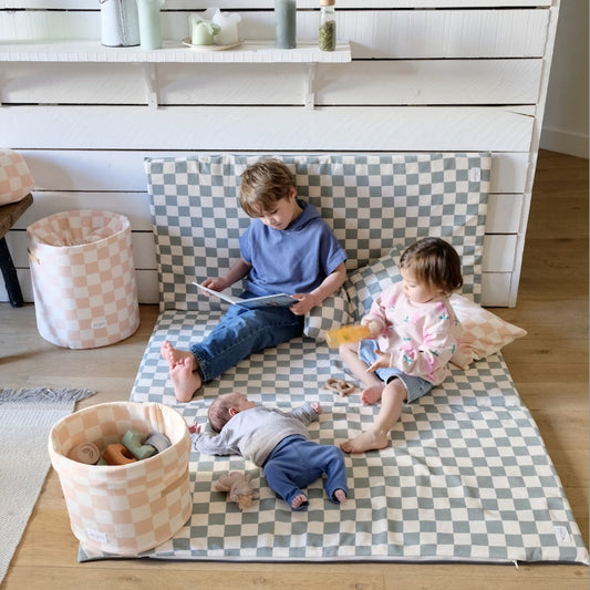 rallonge grand format tapis d eveil motricte et jeux bebe enfant imprime damier vert