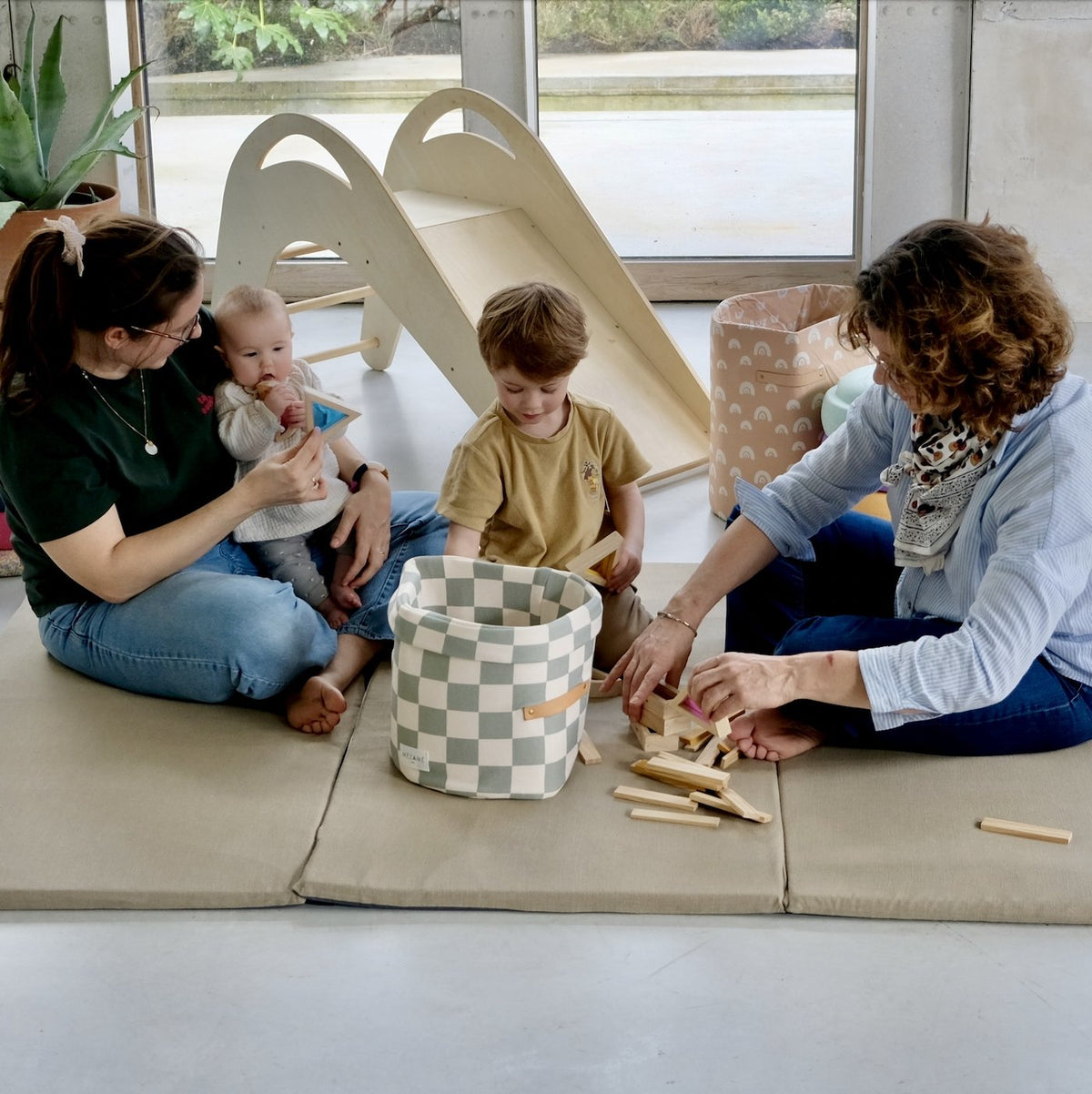 Erweiterung für Baby- und Kinder-Krabbelmatte im XXL-Großformat, unifarben Khaki-Olive