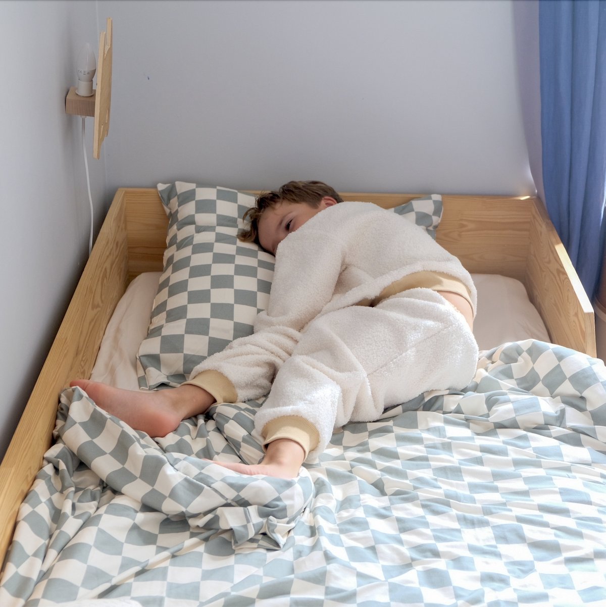 superweicher Jersey-Kopfkissenbezug für Baby und Kind, grünes Schachbrettmuster