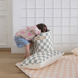 Aufbewahrungskorb Spielzeug Kinderzimmer Baby großes Format grünes Schachbrettmuster
