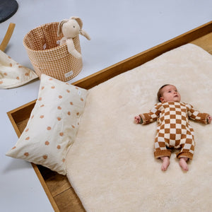 super soft baby and toddler cushion toffee apple print 