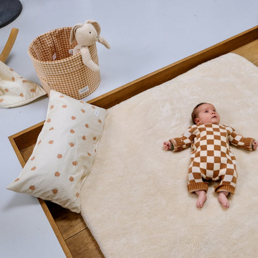 super soft baby and toddler cushion toffee apple print 