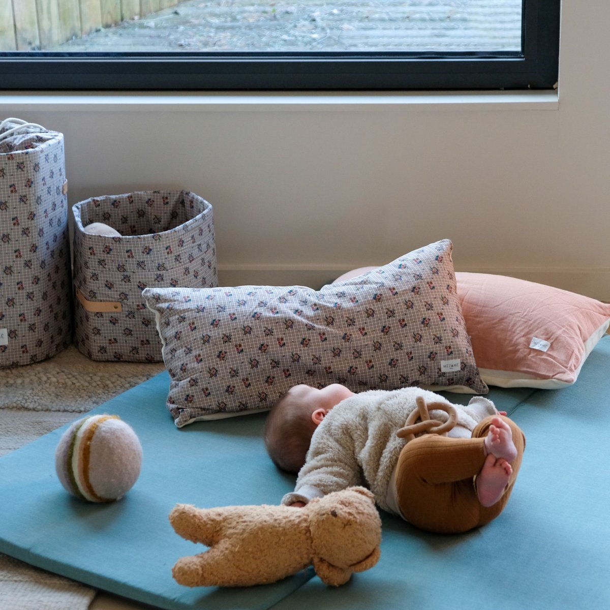 motoriek- en speelmat baby kind effen Baltisch groen 