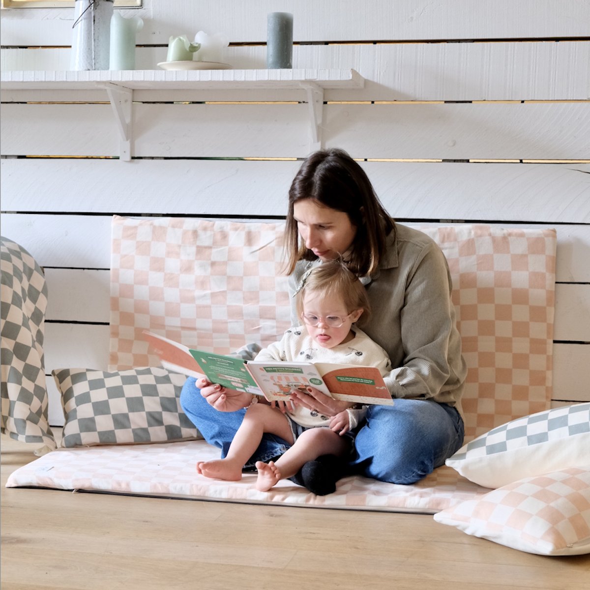 speelmat baby kind roze dambordprint