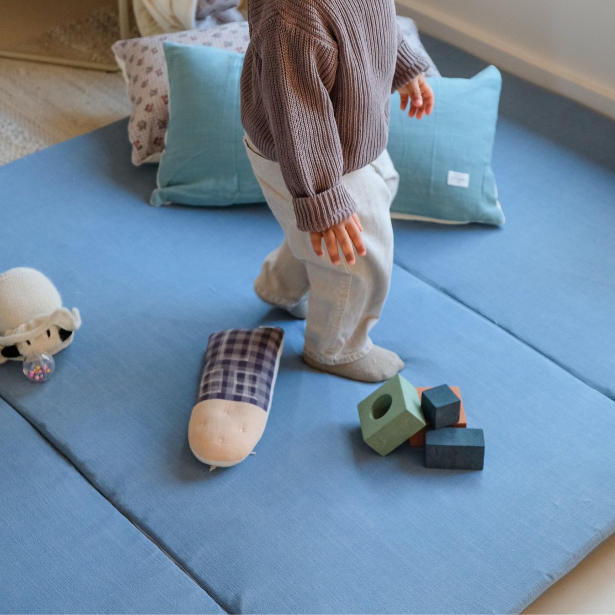 alfombra de juego motricidad y actividades bebé niño gran formato liso azul