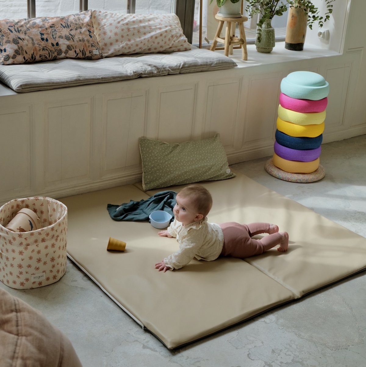 Wasserfeste Krabbelmatte Motorik und Spiel Baby Kind
wasserfest uni beige Sesame
